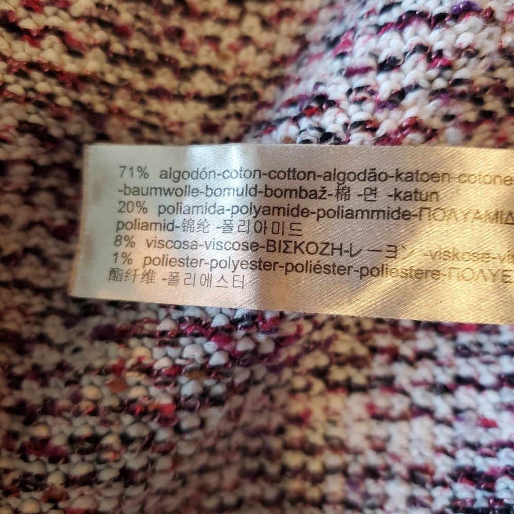 MASSIMO DUTTI | Purple Tweed Frayed Hem Open Italian Yarn Blazer (Size S) - Picture 13 of 14